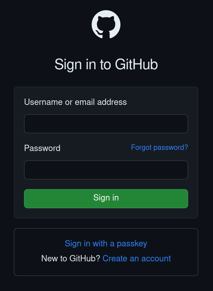 GitHub login prompt.